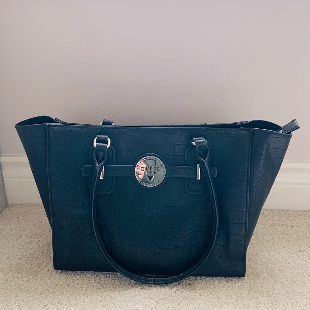 🌻 Guess Delrose Croc-embossed Carryall Shoulder Bag
